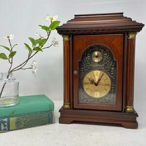 Bombay Mantel Clock Cherry Wood Tested Working